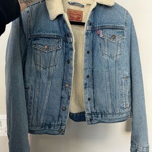 Levi's Blue Denim Jacket with Cream Sherpa Lining